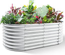 Land Guard Galvanized Raised Garden Bed, 8x4x2ft Planter Boxes Outdoor, Oval Larger Metal Planter Boxes for Vegetables, Fruits, Flowers (Silver) by GreenHaven Gardens