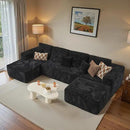 ovios Sectional Cloud Couch for Living Room, Modular Floor Sofa with Plush Corduroy, No Assembly Required, Big Comfy Couches Set with Fluffy Memory Foam, Stupendous U Shaped Sofas with Chaise, Beige by CozyNest Decor