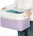 Kntiwiwo Foldable Storage Bins 15" x 10" x 9.5" Fabric Storage Basket Cube with Handles Large Linen Closet Organizer Bins for Organizing Shelf Home, Set of 3, Purple by CozyNest Decor