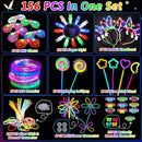 156PCS Glow in The Dark Party Supplies for Kids 8-12, Light Up Glasses Headband Rings Halloween Party Favor Adult, 100 Glow Sticks Bulk Party Pack DIY Necklaces Bracelets Neon Camping Pool Decorations by TinyTreasures Baby Boutique