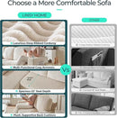 LINSY HOME Loveseat Sofa with Pull Out Couch Chaise: 2-in-1 Convertible 2 Seater Sofa with USB Charging & Cup Holders, Comfy Plush Corduroy Love Seat for Small Spaces Living Room Apartment, Beige by CozyNest Decor