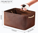 TheWarmHome Decorative Basket Rectangular Fabric Storage Bin Organizer Basket with Handles for Clothes Storage (Brown, Large-1Pack,15L*10.5W*8H) by TinyTreasures Baby Boutique