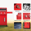 Monument Grills 2-Burner Stainless Steel Liquid Propane Gas Patio Garden Barbecue Grill with Clearview® Lid, Knob Control and Two Foldable Shelves Mesa200R, Red