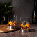 Skull & Skeleton Crossbones Pewter Whiskey - 11oz Set of 2