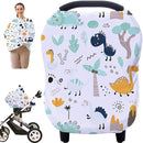 Multi-use Carseat Canopy Cover - Breathable Breastfeeding Covers, Car Seat Covers for Babies, Stroller Canopy Cover (Cute Dinosaur) by TinyTreasures Baby Boutique