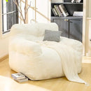 Bean Bag Chair for Adults - Faux Fur, Fluffy and Comfy with Filler, Big Sofa for Reading, Gaming (Beige, Oversize) by CozyNest Decor