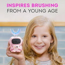 Sensory 360 Round U-Shaped Astronaut Design Mouthguard Electric Toothbrush for Kids Ages 2-7 - Automatic Memory Function - 5 Modes Toothbrush with Multiple Heads – Kids Travel Essentials (Pink) by TinyTreasures Baby Boutique
