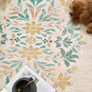 jinchan Round Rug 4ft Area Rugs Vintage Floral Distressed Design,Machine Washable Soft Non-Slip Low-Pile Ultra-Thin Circle Rug for Entryway Bedside Living Room Kitchen Nursery (4' Round,Apricot Multi) by TinyTreasures Baby Boutique