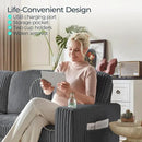 LINSY HOME Loveseat Sofa with Storage - Comfy Plush Corduroy 2 Seater Sofa with USB Charging & Cup Holders, Deep Seat Love Seat for Small Spaces Living Room Bedroom Apartment, Grey by CozyNest Decor