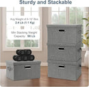Medium 15" 21 Quart Collapsible Stackable Storage Bins with Lids, 5 Packs Grey Foldable Fabric Closet Boxes Heavy-duty Linen Cube Baskets Container for Bedroom Office (15 x 11 x 8) by CozyNest Decor