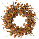 22 Inch Fall Wreath for Front Door Artificial Autumn Wreath with Eucalyptus Leaves Wild Flowers Harvest for Festival Thanksgiving Halloween Farmhouse Wall Home Decor by CozyNest Decor