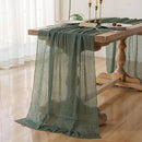 Forest Green Gauze Rustic Cheesecloth Table Runner 120 Inch 10 FT for Wedding Baby Shower Bridal Shower Birthday Engagement Garden Outdoor Party Long Sheer Boho Decorations by CozyNest Decor
