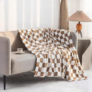 LOMAO Throw Blankets Flannel Blanket with Checkerboard Grid Pattern Soft Throw Blanket for Couch, Bed, Sofa Luxurious Warm and Cozy for All Seasons (Khaki, 90"x90") by CozyNest Decor
