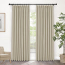Macochico Pinch Pleated Full Blackout Curtains for Bedroom Living Room Beige Linen Curtains Thermal Insulated and Noise Reducing Window Panels with Tieback Shabby Chic Decor 84”Wx84”L 1 Panel by CozyNest Decor