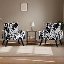 Kromax Mid-Century Modern Accent Chair Set of 2 for Living Room, 496 Lb. Weight Capacity, Dual Armrests, Comfy Extra Large Seat, Timeless Style Perfect for Reading & Relaxing, Cow Pattern