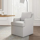 VKNOW Upholstered Dining Chairs Set of 4, Modern Kitchen Chairs Dinner Chairs with 4 Casters, Linen Armchair for Bedroom Reading Room Living Room, Light Grey by CozyNest Decor