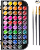 Caliart Watercolor Paint Set, 48 Colors with 3 Brushes, Mini Travel Watercolors Painting Kit Gifts for Adults Artists Painters Kids Teen Girls Boys Art Supplies by TinyTreasures Baby Boutique