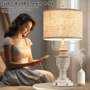 Farmhouse 3-Way Dimmable Touch Table Lamp Set of 2 for Bedroom Living Room with USB A+C Charging Ports 27" Tall Rustic Traditional Nightstand Bedside Lamps White End Table Lamp (2 Bulbs Included) by CozyNest Decor