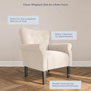 BELLEZE Modern Accent Chair, High Back Armchair, Upholstered Wingback Side Chair, Padded Single Sofa with Wooden Legs for Living Room, Bedroom - Beige by CozyNest Decor