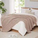 L'AGRATY Chunky Knit Blanket Throw: 50''x60'' Chenille Chunky Knitted Throw Blanket for Bed Couch - Handmade Thick Big Cable Knit Blanket - Large Crochet Rope Blanket for Home Decor(Light Taupe) by CozyNest Decor