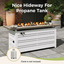 56 Inch Gas Fire Pit Table, 50,000 BTU Propane Pits for Outside with Removable Lid and Glass Fire Rocks, 2 in 1 Firepit Table Gatherings Parties on Patio Deck Garden Backyard, White by GreenHaven Gardens
