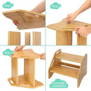 AMBIRD Wooden Step Stool, Two Step Stools Toddler 300 lbs Capacity with Safety Non-Slip Pads and Handles, Bamboo Step Stool for Bathroom, Kitchen Dual Height Step Stools for Kids (Natural) by TinyTreasures Baby Boutique