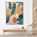 Abstract Bohemian Mid Century Tapestry, Tropical Leaves Modern Geometric Archway Minimalist Bohemian Botanical Aesthetic Wall Hanging, Sage Green Gold Home Decor Art for Bedroom 60x60 Inch by CozyNest Decor