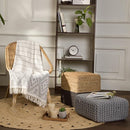 REDEARTH · Cube Low Pouf Foot Stool Ottoman - Hand Knitted Poof - Cord Boho Pouffe - Home Décor - Stuffed Footrest for Living Room - Nursery - Bedroom - Patio (16" x 16" x 8") - Light Gray by CozyNest Decor