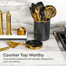 Black and Gold Kitchen Utensils Set - 19-PC Set Includes Stainless Steel and Silicone Cooking Utensils, Measuring Cups and Spoons - Black and Gold Kitchen Accessories for Stylish Cooking & Serving by CozyNest Decor