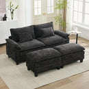 URRED Modular Sectional Sofa Comfy Cloud Couch, Modern Chenille Sofa Sleeper Deep Seat Couches with Ottoman/Pillows for Living Room (Black, 82.6''- 2 Ottomans) by CozyNest Decor
