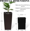 2Pcs 23in High Large Plant Pots Planter-Self-Watering,Modern Planter with Drain Holes,Water Level Monitor,Inner Bucket for Indoor/Outdoor Front Porch Patio,Brown Rattan by CozyNest Decor