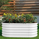 Land Guard 18“ Tall 4×2ft Galvanized Raised Garden Bed Kit, Galvanized Planter Garden Boxes Outdoor, Oval Large Metal Raised Garden Bed for Vegetables……… (Pearl White, 4×2×1.5ft) by GreenHaven Gardens