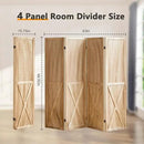 4 Panel Pegboard Wood Room Divider, 5.6Ft Pegboard Display Folding Privacy Screens, Peg Board Display Freestanding for Trade Show Craft Show Home Wall Organizer, Light Brown by CozyNest Decor