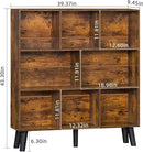 LEYAOYAO 8 Cube Bookshelf,3 Tier Bookcase with Legs,Rustic Brown Mid-Century Modern Bookshelves,Large Open Storage Organizer Shelf, Wooden Book Case by CozyNest Decor