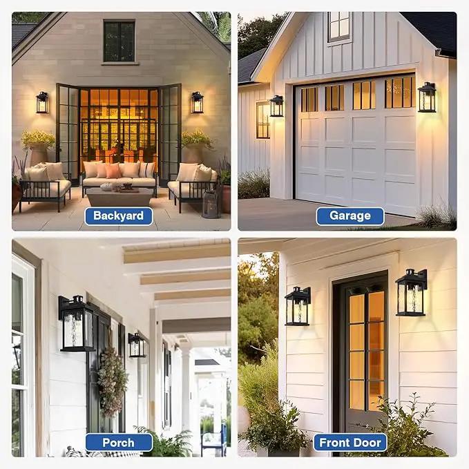 VIANIS Large Advanced Motion Sensor Outdoor Lights, Black Easy-to-Install Dusk to Dawn Outdoor Wall Lights, Aluminum Waterproof Porch Light with Water Glass for Porch, Garden, Front Door, photo 9 of 9