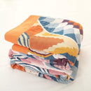 Snycler Boho Throw Blanket for Bed - 100% Cotton Ultra Soft Rustic Quilt Fall Blanket - Orange Floral Printed Farmhouse Decor Bed Blankets, 80"×90" All Season Rustic Throw for Sofa Couch Chair by CozyNest Decor