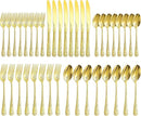 Floral 40 Pcs Gold Silverware Set for 8, Food Grade Stainless Steel Flatware Set with Rose Flower Embossed Design, Eating Utensils Sets Include Fork/Knife/Spoon, Reusable Cutlery Set, Dishwasher Safe by CozyNest Decor