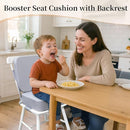 Toddler Booster Seat for Dining Table with Backrest and Adjustable Straps, Waterproof Oxford Foam Cushion with Non-Slip Bottom, Portable Chair Booster for Kitchen Use (Grey) by TinyTreasures Baby Boutique