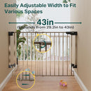 Cumbor 29.2-43" No Bottom Bar Baby Gate for Stairs, 2-in-1 Hardware Mounted Dog Gate Indoor, Pet Gate for Doorways with Large Walk Thru Door, Child-Proof Safety Gate for Top & Bottom of Stairs (Brown) by TinyTreasures Baby Boutique