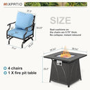 Patio Furniture Set with Fire Pit Table, 5 Pcs Metal Outdoor Conversation Set, 4 Rocking Chairs with 5.75" Extra Thick Cushion and 28" Fire Pit Table for Backyard Deck, Blue by GreenHaven Gardens
