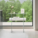 ivinta Glass Console Table with Storage, 31.5'' Modern Narrow Sofa Table with Storage Shelves for Living Room, Hallway, Foyer, Bedroom 5103 (White) by CozyNest Decor