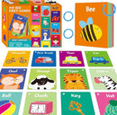 50 PCS First Word Flashcards, Double Sided Learning Cards Alphabet, Foods, Animals, Shapes, Colors, Vehicle, Body Parts with 2 Reclosable Rings, Learning Tool for Pre-K Kindergarten Toddlers by TinyTreasures Baby Boutique