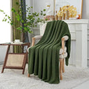 Longhui bedding Chunky Cable Knit Throw Blanket Lightweight Olive Green 100% Organic Cotton Blanket for Sofa Couch Bed Baby Nursery, Rustic Shabby Chic Modern Farmhouse, 60” x 80” Give Laundering Bag by CozyNest Decor