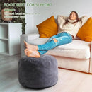 HIGOGOGO Round Stuffed Pouf Ottoman, Corduroy Poufs with Foam Chunk Filling, Furry and Fluffy Pouf Foot Stool Storage Ottoman, 20 X 15 Floor Poufs Foot Rest for Living Room, Dark Grey by CozyNest Decor
