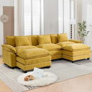 URRED Modular Sectional Sofa Comfy Cloud Couch, Modern Chenille Sofa Sleeper Deep Seat Couches with Ottoman/Pillows for Living Room (Yellow, 117'' - U Shape) by CozyNest Decor