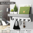 Rebee Vision Key Holder with Mail Organizer Wall Mount - Decorative Home Essentials for Key Rack with 5 Rustic Keys Hooks - Modern House Decor for Entryway (Gray & White) by CozyNest Decor