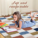 Super Soft Rug for Bedroom, 6x9 Ft Rainbow Area Rug Classic Checkered Shaggy Rug Anti-Skid High Pile Soft Fluffy Fuzzy Carpet for Living Room Bedroom Kids Room Nursery, Dorm Home Decor by TinyTreasures Baby Boutique