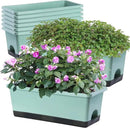 Window Box Planter 8 Pcs, 17 Inches Rectangle Flower Pots with Drainage Holes and Trays, Vegetable Planters for Windowsill Patio Garden Balcony Home Porch Yard Indoor Outdoor by GreenHaven Gardens