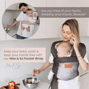 Baby Wraps Carrier Newborn to Toddler – Soft, Hands-Free & Stretchy – Cotton – Ergonomic, Breathable, Machine Washable – Newborn Baby Sling Carrier – Adjustable Fit (8-35 lbs) by TinyTreasures Baby Boutique