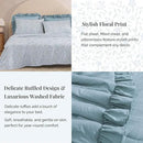 Full Comforter Set - 7 Pieces Ruffle Blue Bedding Sets, Shabby Chic Farmhouse Bed in a Bag Full with Ruffle Comforter, Floral Sheets, Pillowcases & Shams by CozyNest Decor